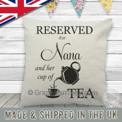 Reserved For Nana and Cup of Tea Quality Textured Cream Linen Cushion