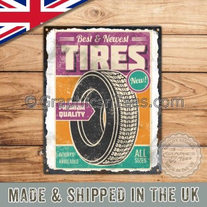Car Tires Garage Vintage Metal Sign