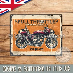 Classic Full Throttle Motorcycles Vintage Metal Sign