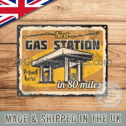 Gas Station 80 Miles Vintage Metal Sign