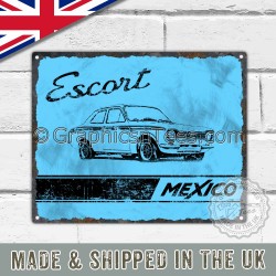 MK1 Ford Escort Mexico Retro Vintage Metal Sign in Blue
