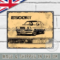 MK2 Ford Escort Mexico Retro Vintage Metal Sign in Sepia