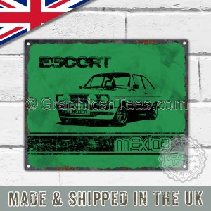 MK2 Ford Escort Mexico Retro Vintage Metal Sign in Green