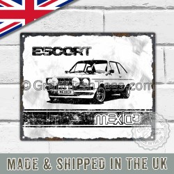 MK2 Ford Escort Mexico Retro Vintage Metal Sign in White