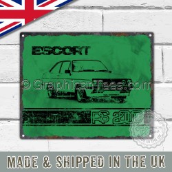 MK2 Ford Escort RS2000 Retro Vintage Metal Sign in Green