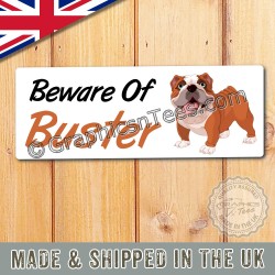 Personalised Beware Of The Dog Garden Gate Sign British Bulldog Name Plate Plaque Gift Idea