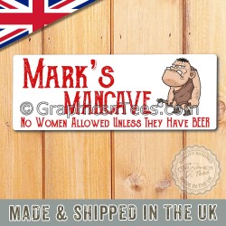 Personalised Mancave Sign Funny Door Name Plate Shed Garage Metal Plaque Fun Gift Idea