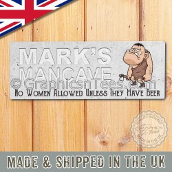 Personalised Man Cave Sign Funny Shed Garage Door Name Plate Metal Plaque Fun Gift Idea
