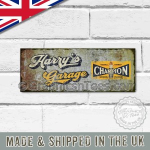 Custom Metal Signs With Personalized Name Champion Spark Plugs Vintage Look